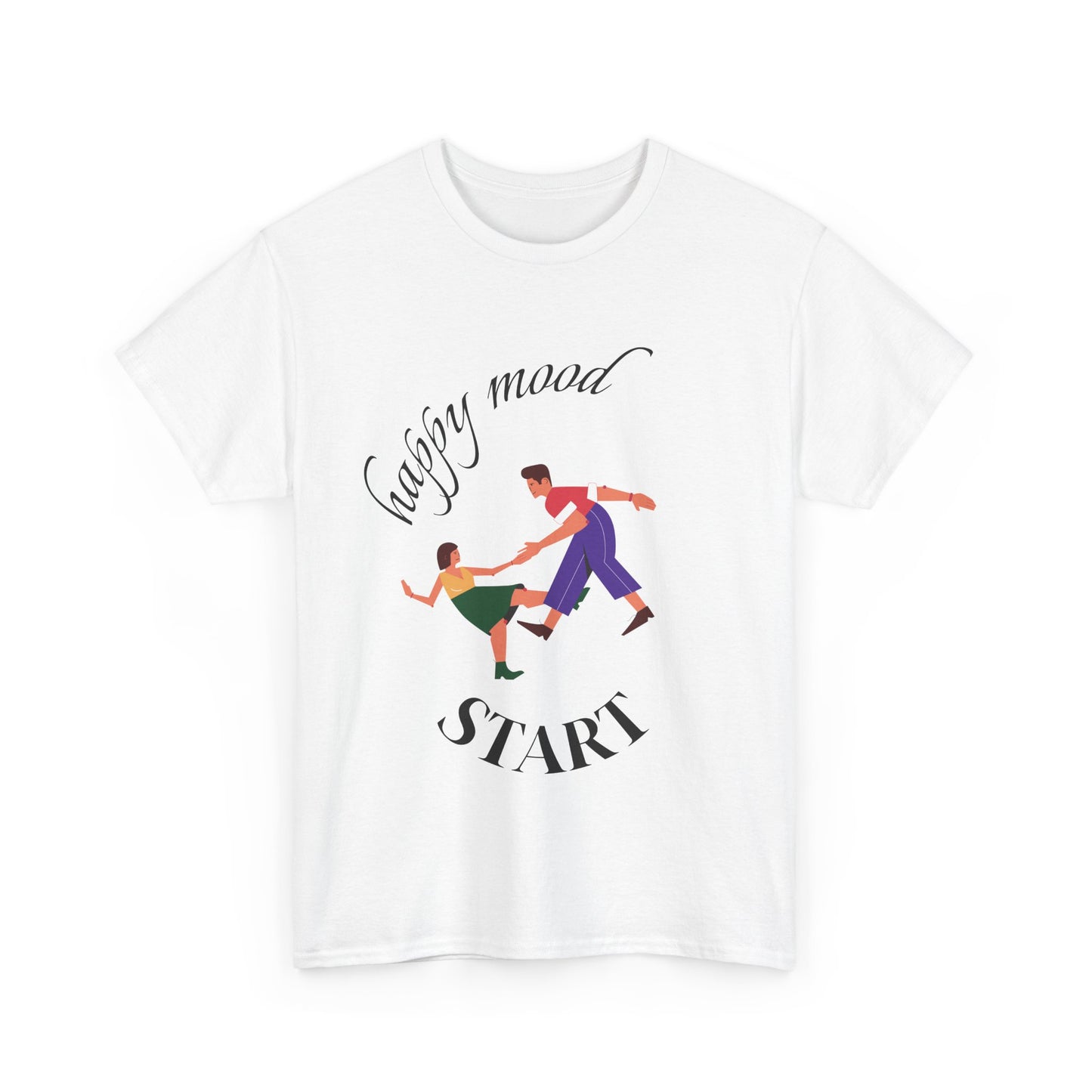Happy Mood Unisex Heavy Cotton Tee - Playful Graphic Shirt, Gift for Friends, Everyday Wear, Casual Outing, Positive Vibes