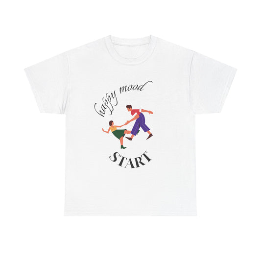 Happy Mood Unisex Heavy Cotton Tee - Playful Graphic Shirt, Gift for Friends, Everyday Wear, Casual Outing, Positive Vibes